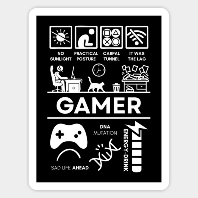 Gamer Life Warning Label Design Gaming Humor Magnet by TuncGK