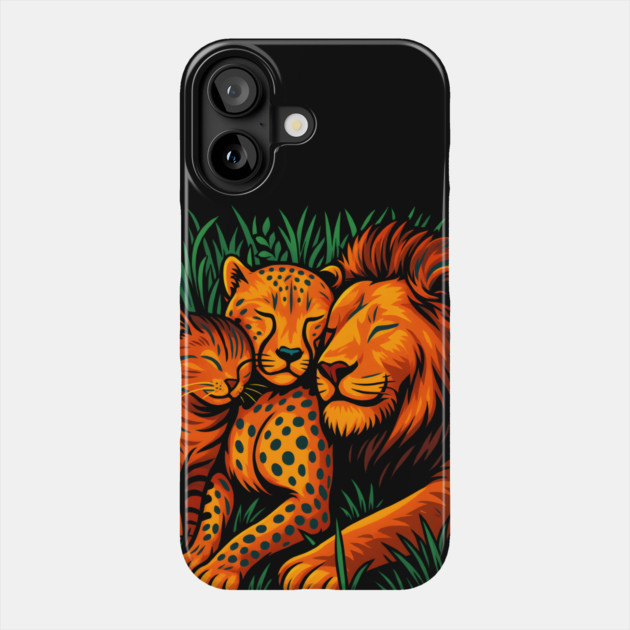 Big Cat Family Love Cat, Cheetah & Lion Art Phone Case by logiamerch
