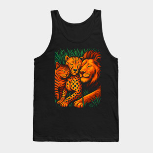 Big Cat Family Love Cat, Cheetah & Lion Art Tank Top