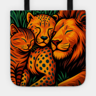 Big Cat Family Love Cat, Cheetah & Lion Art Tote