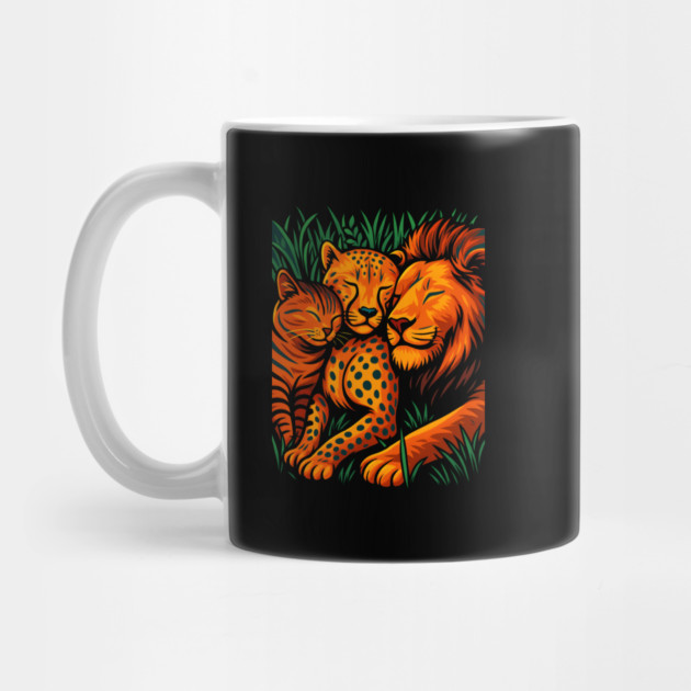 Big Cat Family Love Cat, Cheetah & Lion Art by logiamerch