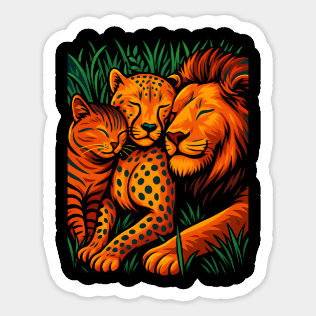 Big Cat Family Love Cat, Cheetah & Lion Art Sticker by logiamerch