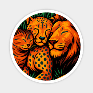 Big Cat Family Love Cat, Cheetah & Lion Art Magnet