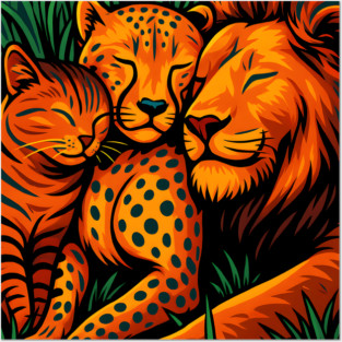 Big Cat Family Love Cat, Cheetah & Lion Art Posters and Art