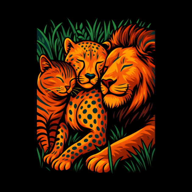 Big Cat Family Love Cat, Cheetah & Lion Art by logiamerch