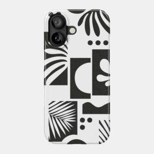 Tropical Cut Outs Black on White Phone Case
