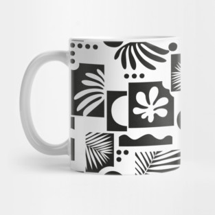 Tropical Cut Outs Black on White Mug