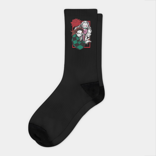 Tanjiro and Nezuko Kamado - Kimetsu no Yaiba Socks by Otaku Vibes