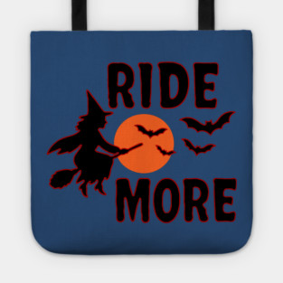 Ride More - Flying Halloween Witch with Bats and Moon Tote