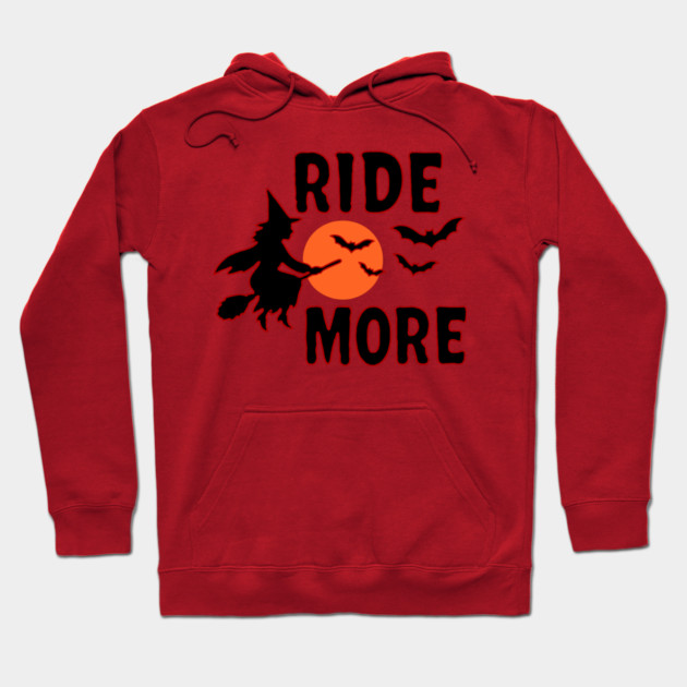 Ride More - Flying Halloween Witch with Bats and Moon Hoodie by DonWillisJrArt