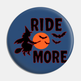 Ride More - Flying Halloween Witch with Bats and Moon Pin