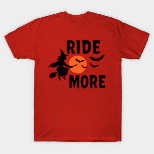 Ride More - Flying Halloween Witch with Bats and Moon T-Shirt