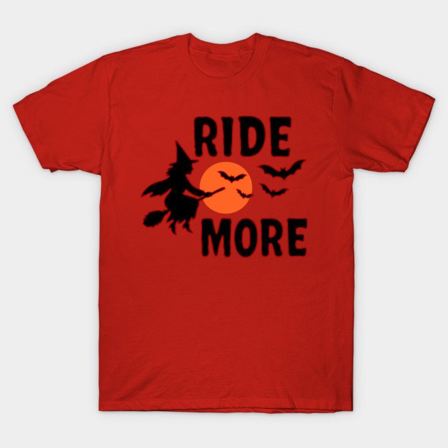 Ride More - Flying Halloween Witch with Bats and Moon T-Shirt by DonWillisJrArt