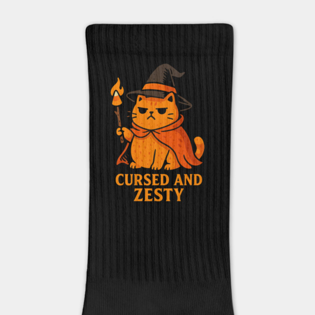 Cursed and Zesty – Witch Cat Cute Halloween T Shirt by Anne Lee