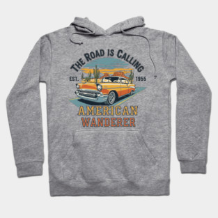 AUG-95 Vintage Classic Car Road Trip The Road Is Calling Hoodie
