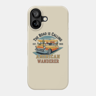 AUG-95 Vintage Classic Car Road Trip The Road Is Calling Phone Case