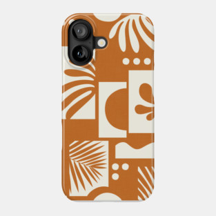 Tropical Cut Outs Ivory on Rust Phone Case