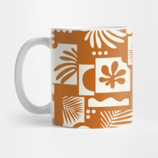 Tropical Cut Outs Ivory on Rust Mug