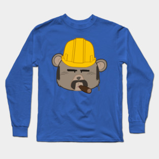 Teddy Bear with a Construction Worker Hat Long Sleeve T-Shirt