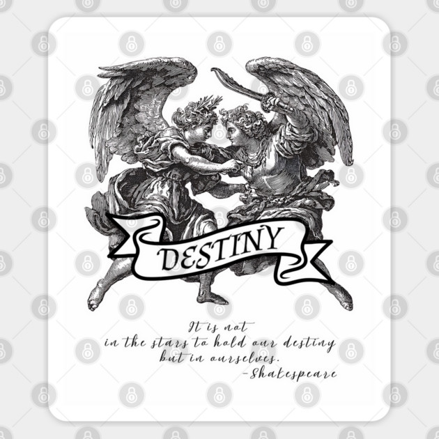 Renaissance Etching - Two Angels Fighting - Quote by Shakespeare Sticker by TuncGK