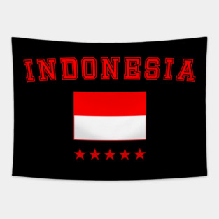 Indonesia - 5 Star – Bold National Pride Design - red Tapestry