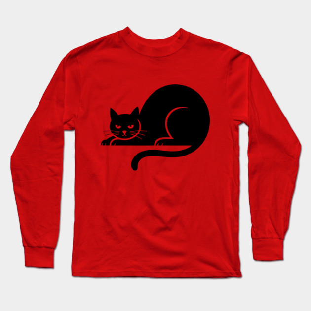 Black cat Long Sleeve T-Shirt by CreativeSage