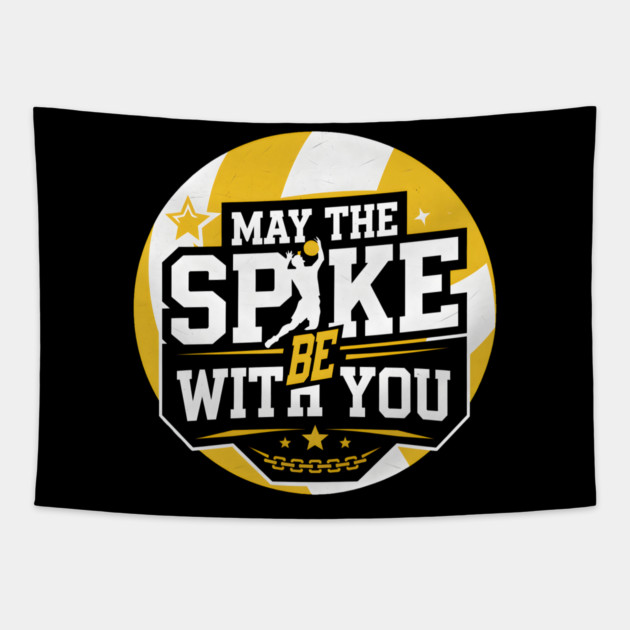 May The Spike Be With You – Funny Volleyball Player Tapestry by MakerMind8.2