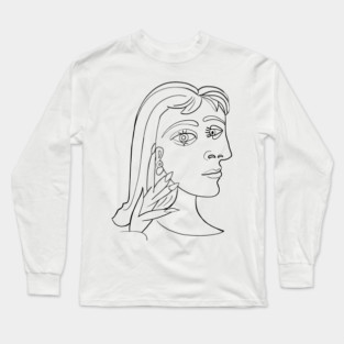 Picasso Woman's head #5 Lineart Long Sleeve T-Shirt
