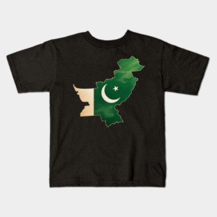 Pakistan Country Map Flag Pakistani Pride Kids T-Shirt