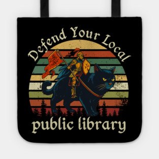 Defend Your Local Public Library Retro Warrior Book Lover Tote