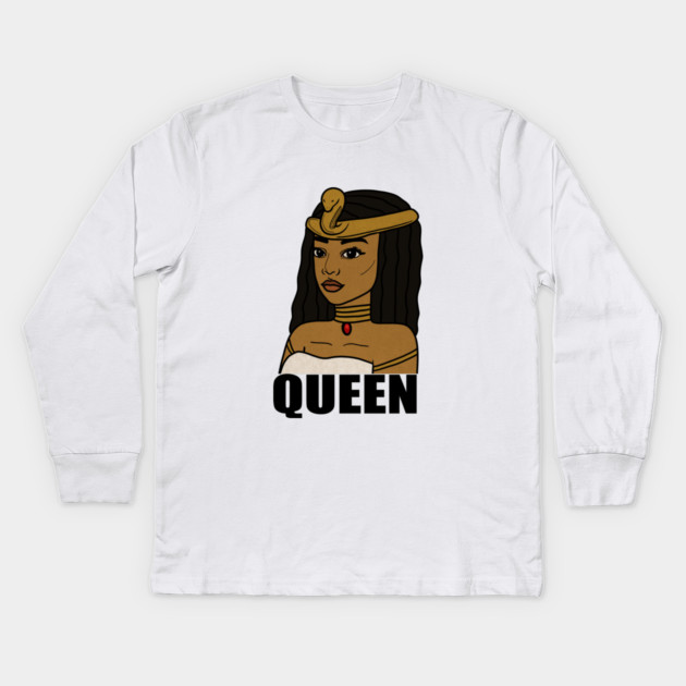 Afro Melanin Queen Black African History Kids Long Sleeve T-Shirt by logiamerch