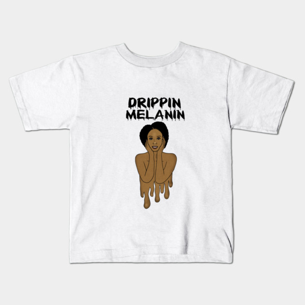 Drippin Melanin Afro Black History Kids T-Shirt by logiamerch