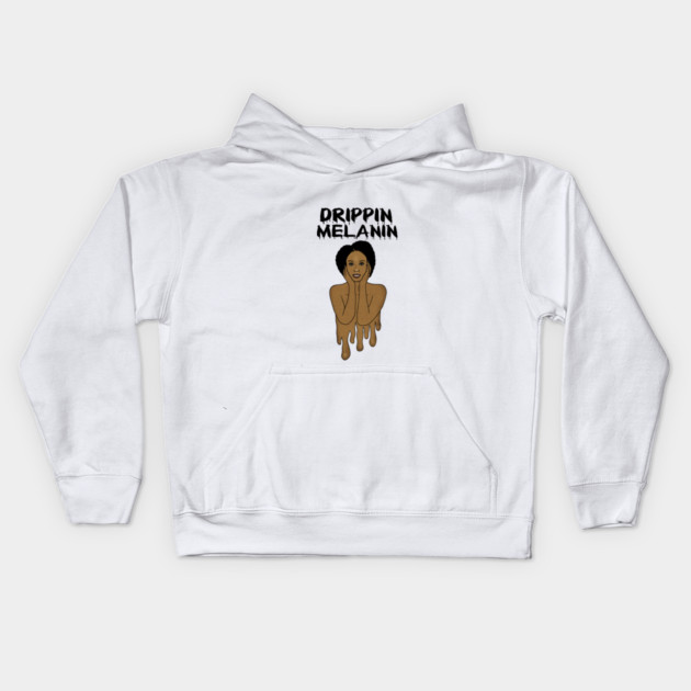 Drippin Melanin Afro Black History Kids Hoodie by logiamerch