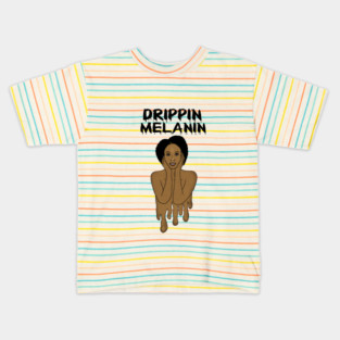 Drippin Melanin Afro Black History Kids T-Shirt