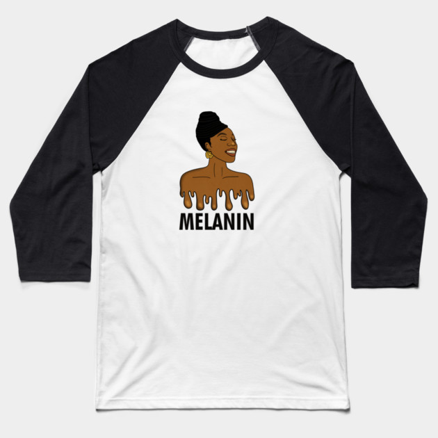 Drippin Melanin Afro Black History Baseball T-Shirt by logiamerch