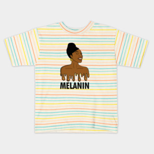 Drippin Melanin Afro Black History Kids T-Shirt