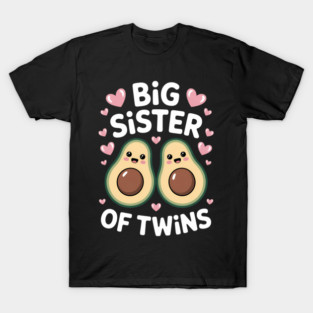 Big Sister Of Twins Avocado Announcement T-Shirt