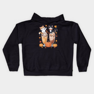 Cute Thanksgiving Cats Kittens & Coffee Kids Hoodie