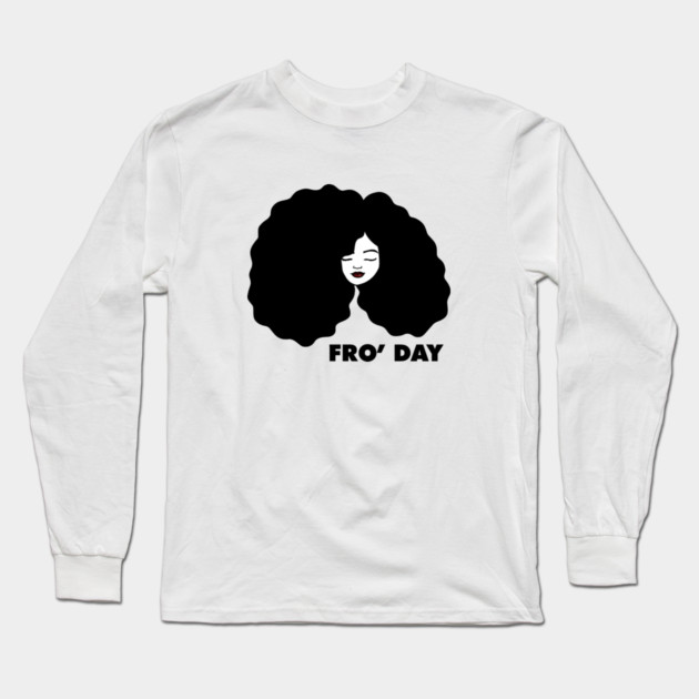 Fro Afro Hair Natural African Woman Long Sleeve T-Shirt by logiamerch