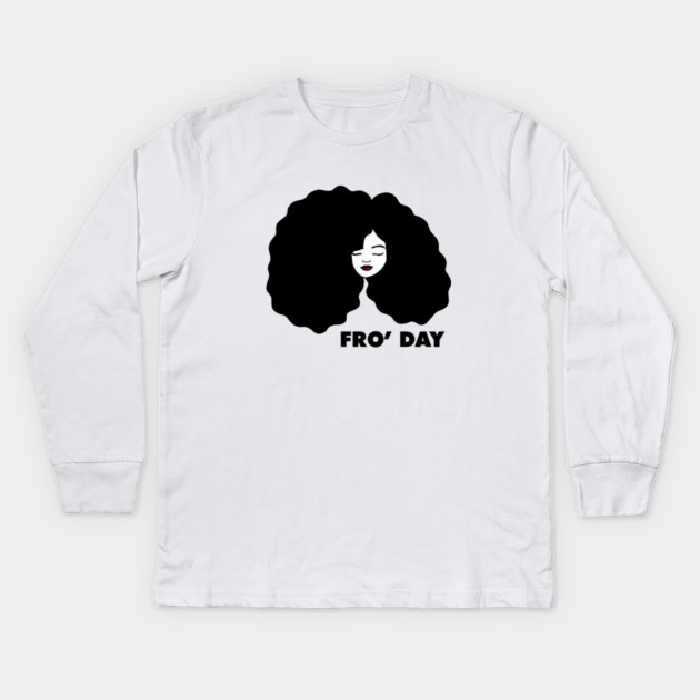 Fro Afro Hair Natural African Woman Kids Long Sleeve T-Shirt by logiamerch