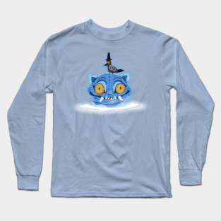 Derpy kpop blue tiger and his crow friend Long Sleeve T-Shirt