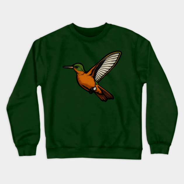 Cinnamon Hummingbird – Colorful Bird Art Crewneck Sweatshirt by DonWillisJrArt