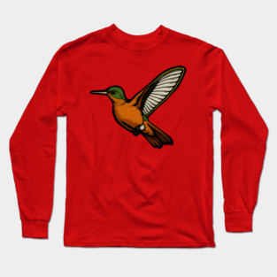 Cinnamon Hummingbird – Colorful Bird Art Long Sleeve T-Shirt