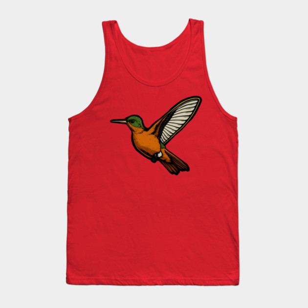 Cinnamon Hummingbird – Colorful Bird Art Tank Top by DonWillisJrArt