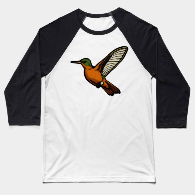 Cinnamon Hummingbird – Colorful Bird Art Baseball T-Shirt by DonWillisJrArt