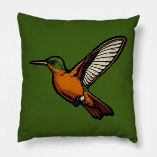 Cinnamon Hummingbird – Colorful Bird Art Pillow