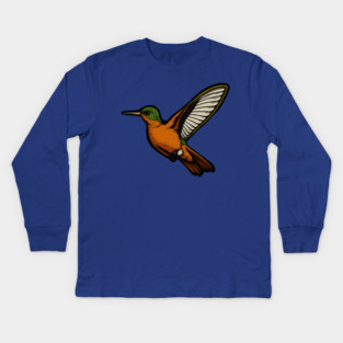 Cinnamon Hummingbird – Colorful Bird Art Kids Long Sleeve T-Shirt