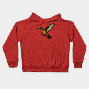 Cinnamon Hummingbird – Colorful Bird Art Kids Hoodie