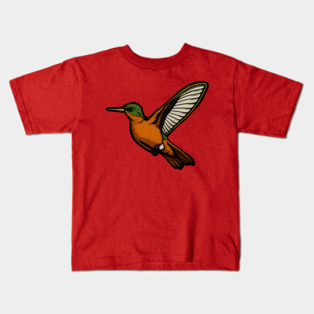 Cinnamon Hummingbird – Colorful Bird Art Kids T-Shirt by DonWillisJrArt