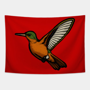 Cinnamon Hummingbird – Colorful Bird Art Tapestry